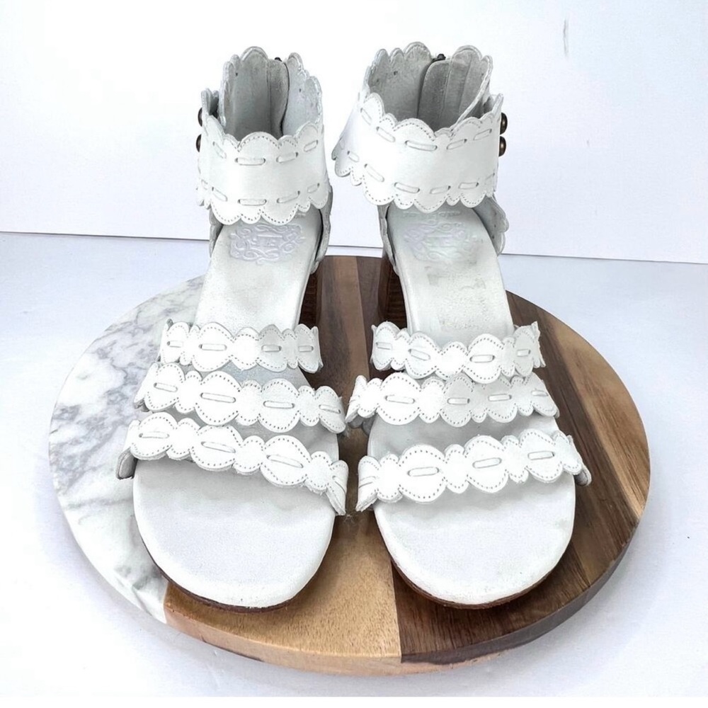 ELF White Scalloped Strappy Sandals